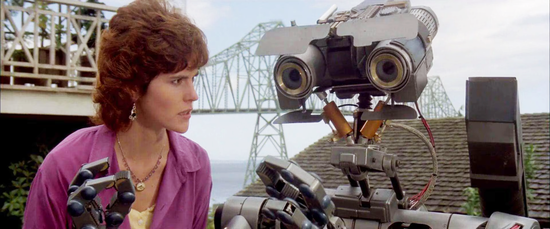 Stephanie Speck with Number 5 (Johnny 5) in Short Circuit (1986)